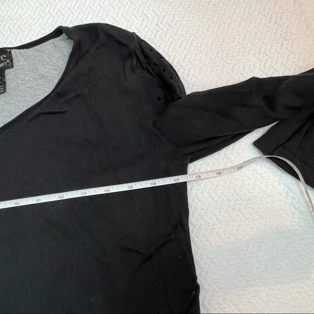 𝅺pure Handknit 100% Cotton Dual Layer Black/Grey Top w/Cutouts Size XS - Picture 8 of 11